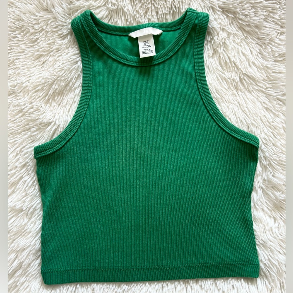 Green H&M Cropped Mini Tank Top